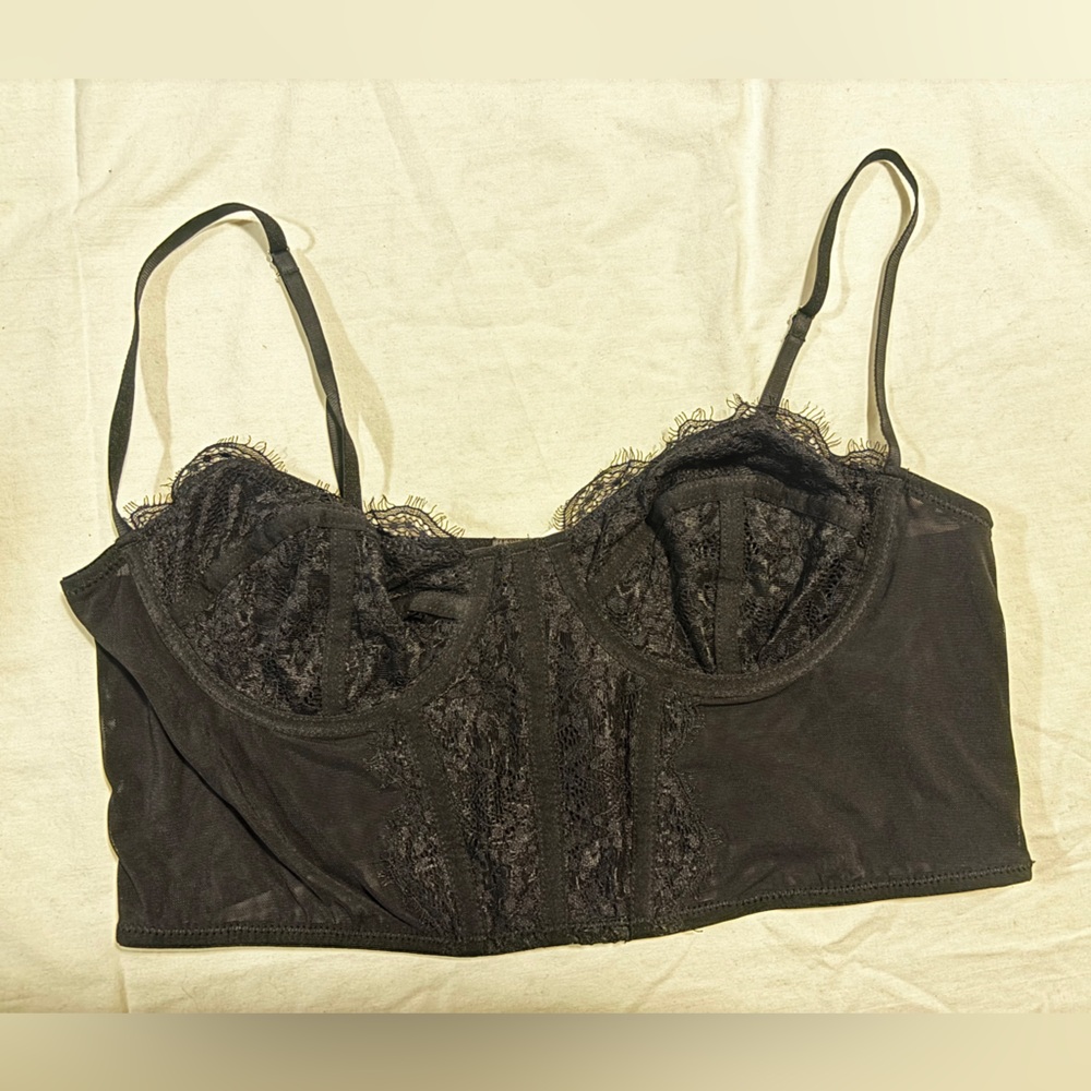 Urban Outfitters Black Structured Lace Bra, L